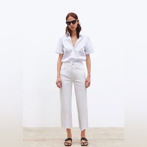 ZARA ZW Signature Premium High Rise Wide Leg Culottes Raw Hem